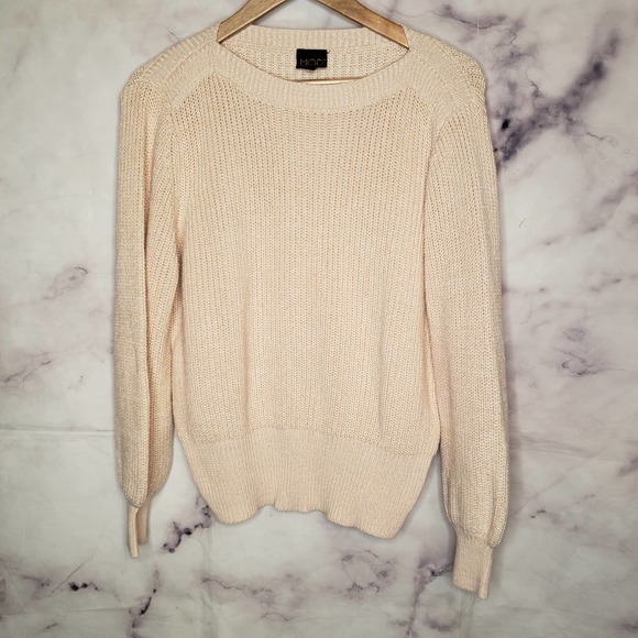 MOD Lusive off white chunky knit balloon sleeves pullover sweater XL - Picture 1 of 7